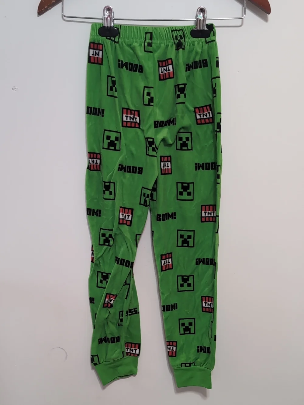 Minecraft Bright Green Fuzzy Boy's Pajama Pant Joggers Size 8